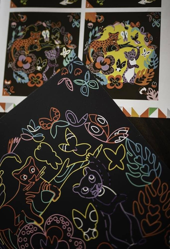 Janod - Creative set for scratching Animals of the world 5+