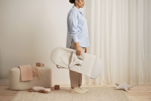 BABYBJÖRN - Bouncer Balance Soft Woven/Jersey Tri Fabric, Light Beige + Toy Googly Eyes