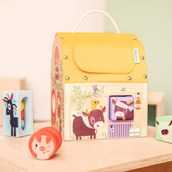 LILLIPUTIENS Drewniany domek manipulacyjny z zamkami Lisek Włamywacz 3 lata+