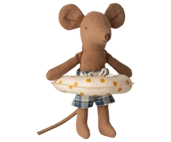 MAILEG - Beach Mouse with Wheel, Little Brother, Yellow Dots