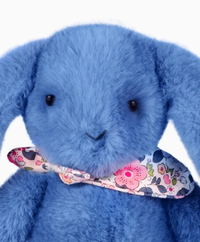DOUDOU – Lapin Fleurette plush rabbit by Doudou et Compagnie, 25 cm, blue