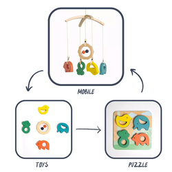 Yumi Yay Mobile 3-in-1; Mobile - Wooden toys - Puzzle