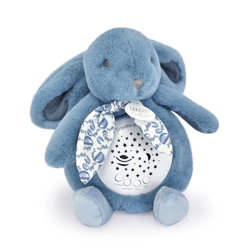 DOUDOU - musical projector night light Lapin Doudou Projection, Doudou et Compagnie, 19 cm, blue