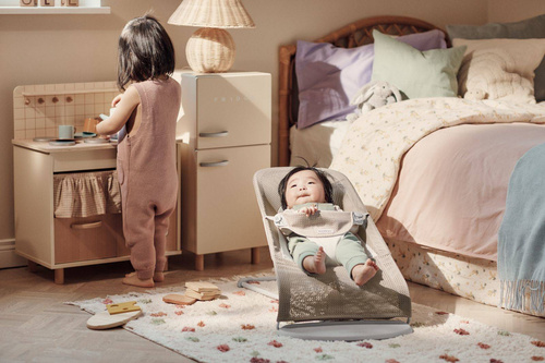 BABYBJORN - Bouncer Balance Soft Light grey frame, Mesh, Grey beige/White