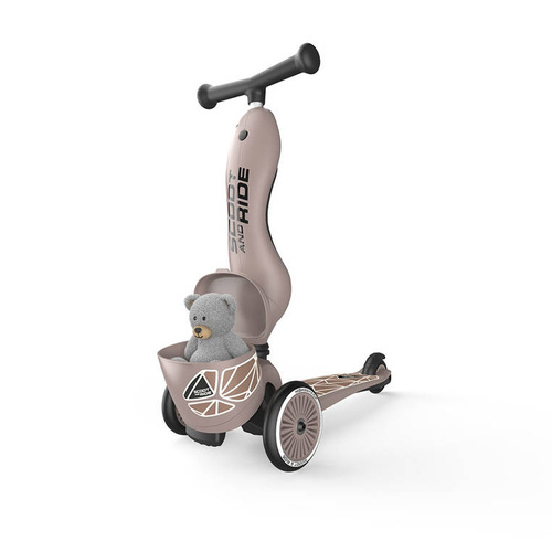 SCOOTANDRIDE - Highwaykick 1 Lifestyle 2in1 Ride-on and scooter with lockable storage 1-5 years Brown Lines