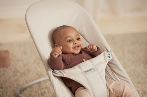 BABYBJÖRN - Bouncer Balance Soft Woven/Jersey Tri Fabric, Light Beige + Toy Googly Eyes