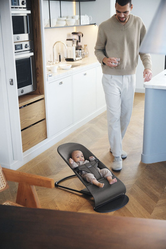 BABYBJÖRN - Bouncer Balance Soft Woven/Jersey Tri Fabric, Dark Grey + Toy Googly Eyes