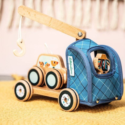 LILLIPUTIENS - Wooden tug with a movable hook and a donkey car Ignace 2 years +