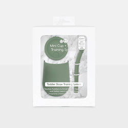EZPZ - Silicone cup with a straw Mini Cup + Straw Training System 120 ml, olive