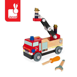 Janod - Wooden fire truck for assembly with Brico'kids tools
