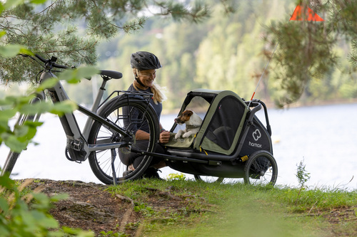 Bicycle trailer for a dog - Hamax Pluto M 35 kg - Green / Black