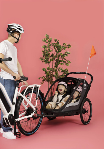 Hamax - Bike trailer for kids COCOON , double- Grey/black