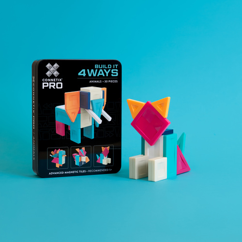 CONNETIX – Magnetic Tiles PRO Build It 4 Ways Animals Pack - 30 pieces
