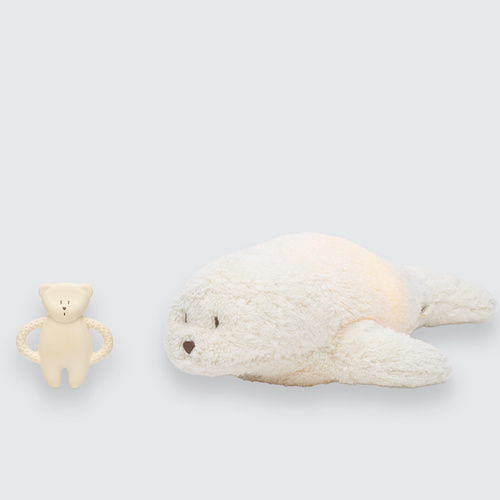 MOONIE 2.0 Set – Organic humming seal with lamp and natural rubber teether – POLAR