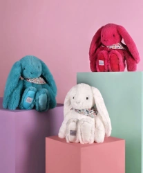DOUDOU – Lapin Fleurette plush rabbit by Doudou et Compagnie, 35 cm, fuchsia