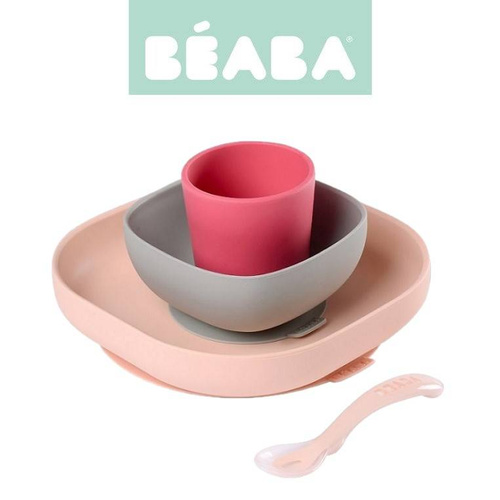 Beaba - Silicone Suction Meal Set Pink