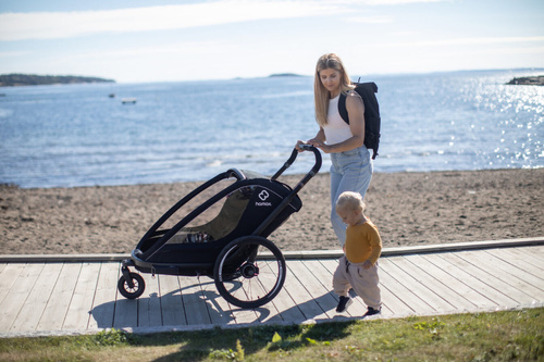 Hamax - Bike trailer for kids BREEZE + Jogger wheel, double - Back