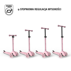 SCOOTANDRIDE - Highwaykick 3S - scooter with 2-in-1 control system and LED wheels, foldable 3+, rose