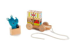 LILLIPUTIENS - Wooden food truck with 4 puzzle pieces Rhino Marius 12 m +