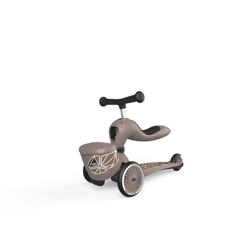 SCOOTANDRIDE - Highwaykick 1 Lifestyle 2in1 Ride-on and scooter with lockable storage 1-5 years Brown Lines
