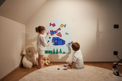 CLEVERCLIXX - magnetic wall sticker 95x75cm, clever blue