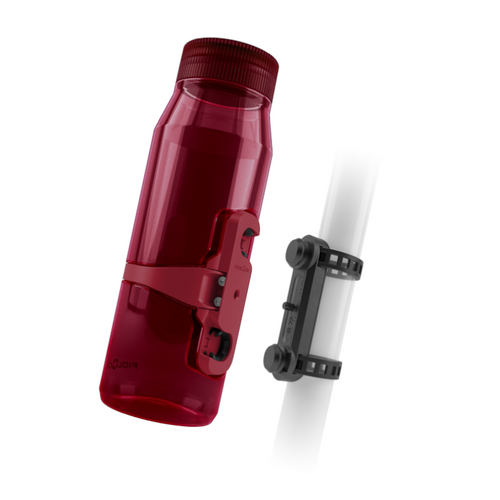 Fidlock - Butelka TWIST do roweru/wózka 700 LIFE + łącznik - clear/dark red +  Baza "UNI" - ZESTAW