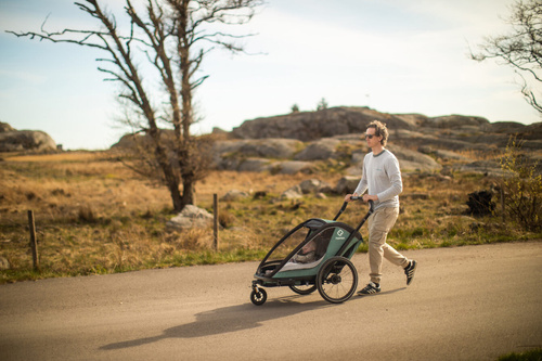 Hamax - Bike trailer for kids COCOON + Jogger wheel , double - Green/black