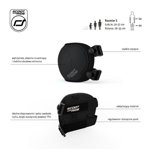 SCOOTANDRIDE - S Black children's protector set