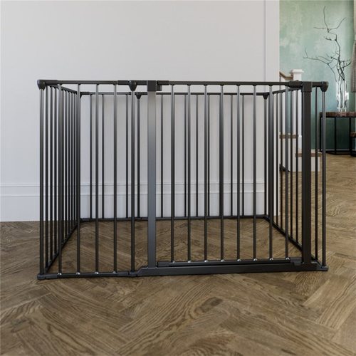 DogSpace - Max Multi Expandable Dog Pen Rectangle With Gate, Black (70x102cm)