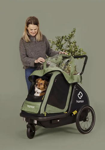 Bicycle trailer for a dog - Hamax Pluto M 35 kg - Green / Black