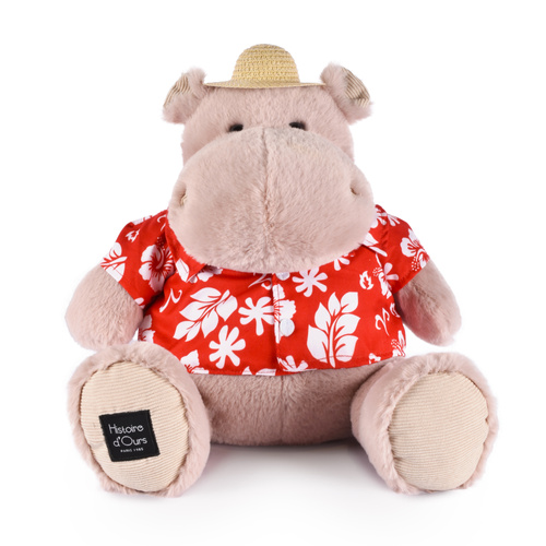 DOUDOU – ALOHA plush hippo by Histoire d'Ours, 38 cm, powder pink