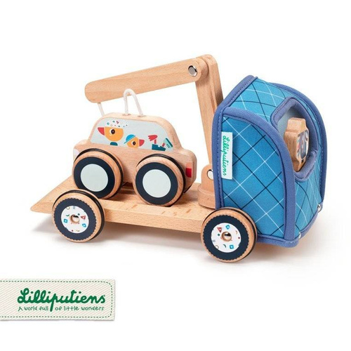 LILLIPUTIENS - Wooden tug with a movable hook and a donkey car Ignace 2 years +