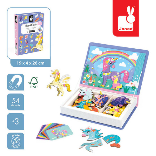 Janod - Magnetic puzzle Unicorn Magnetibook 3-8 years
