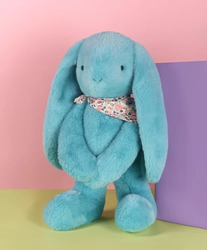DOUDOU – Lapin Fleurette plush rabbit by Doudou et Compagnie, 50 cm, turquoise