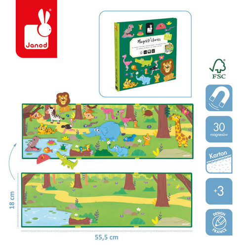 Janod - Magnetyczna układanka Afrykańskie zwierzęta Magneti'stories 3+