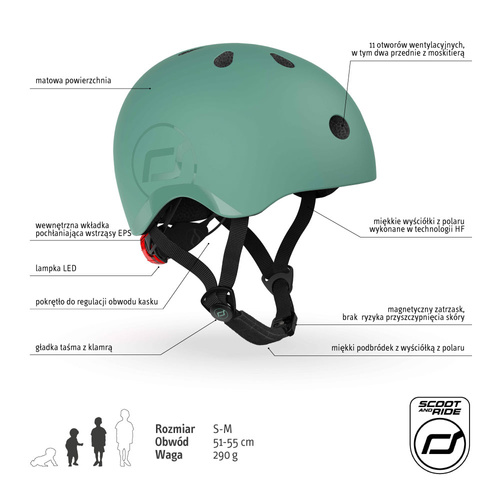 SCOOTANDRIDE - S-M helmet for children 3+ Forest