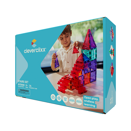 Cleverclixx - Klocki magnetyczne - Stairs Set Intense 34 el.