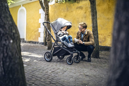 Thule Sleek + Bassinet + Main Seat - Grey Melange on Black