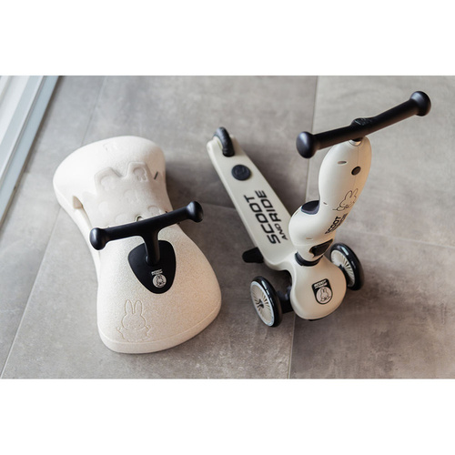 SCOOTANDRIDE - Highwaykick 1 Push and Go 2in1 Ride-on and Scooter with Handle for 1-5 Years, Miffy Ash