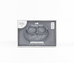 EZPZ - Silicone plate with Happy Mat 2in1 washer, gray