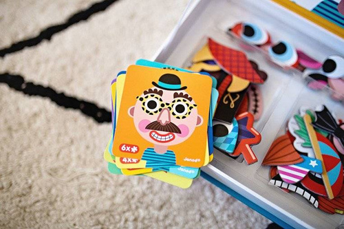 Janod - Magnetic puzzle Funny faces Boy Magnetibook collection 2018