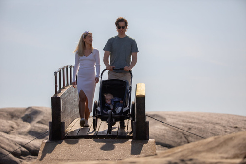 Hamax - Bike trailer for kids BREEZE + Jogger wheel, double- Navy/cream