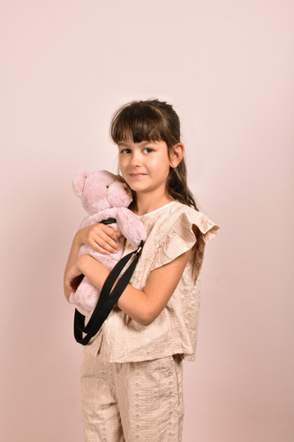 DOUDOU – plush teddy bear shoulder bag, Doudou et Compagnie, powder pink