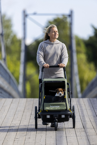 Bicycle trailer for a dog - Hamax Pluto M 35 kg - Green / Black