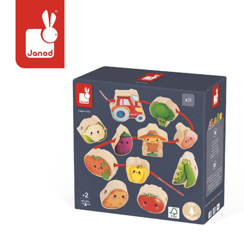 Janod -  Nawlekanka z drewnianymi warzywami Farma 2+