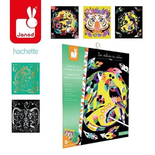 Janod - Creative set for scratching Animals of the world 5+