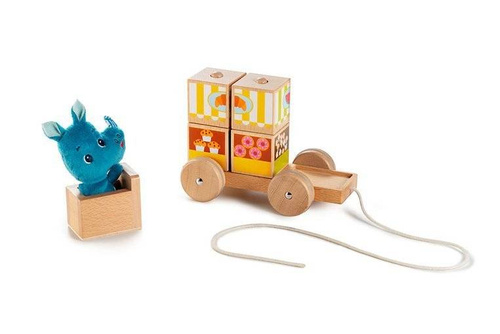 LILLIPUTIENS - Wooden food truck with 4 puzzle pieces Rhino Marius 12 m +