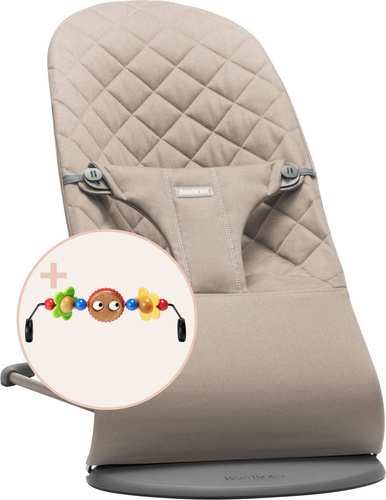 BABYBJÖRN - Bouncer Bliss WOVEN, Sand Grey with Googly Eyes 