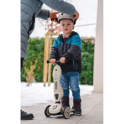 SCOOTANDRIDE - Highwaykick 1 Push and Go 2in1 Ride-on and Scooter with Handle for 1-5 Years, Miffy Ash