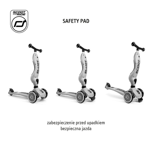 SCOOTANDRIDE - Highwaykick 1 Push and Go 2in1 Ride-on and Scooter with Handle for 1-5 Years, Miffy Ash